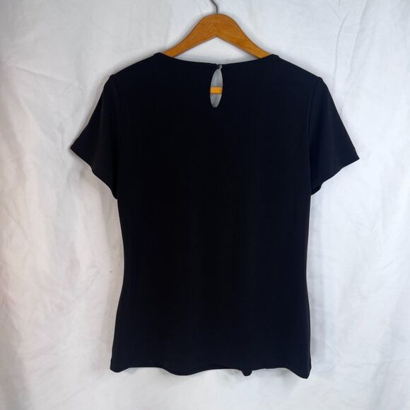 Calvin Klein Tab Shoulder Pleated Neckline Neutral Minimalist Blouse Size Medium - Picture 2 of 11